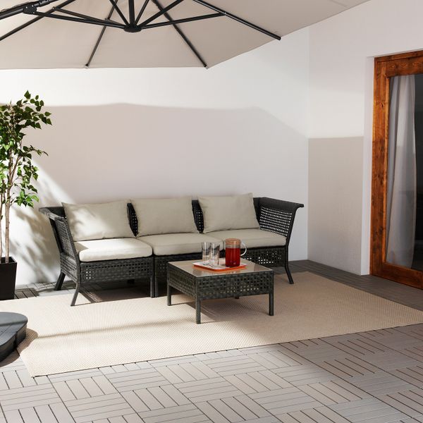 3-местный модульный диван, садовый, черно-коричневый/Холло бежевый 222x80x85 см IKEA КУНГСХОЛЬМЕН 792.288.06 - фото 2