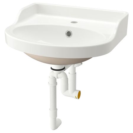 RUTSJÖN Полувстраиваемая раковина с сифоном - белый 50x44 см