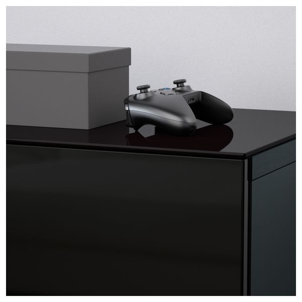 Комбинация для хранения с дверцами, ящиками БЕСТО, черно-коричневый, Сельсвикен глянцевый/черный (180x40x74 см) - фото 4