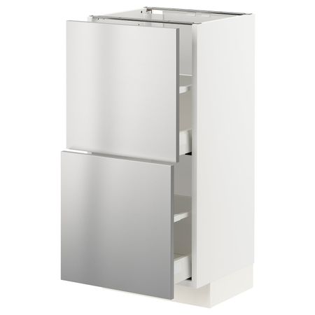 Напольный шкаф с 2 ящиками, белый/Ворста нержавеющая сталь 40x37 см IKEA METOD МЕТОД / MAXIMERA МАКСИМЕРА 493.299.58