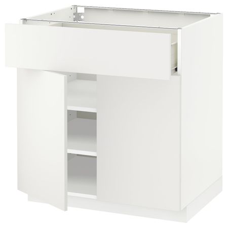 Напольный шкаф + ящик/2дверцы, белый/Хэггеби белый 80x60 см IKEA МЕТОД / ФОРВАРА 692.620.23