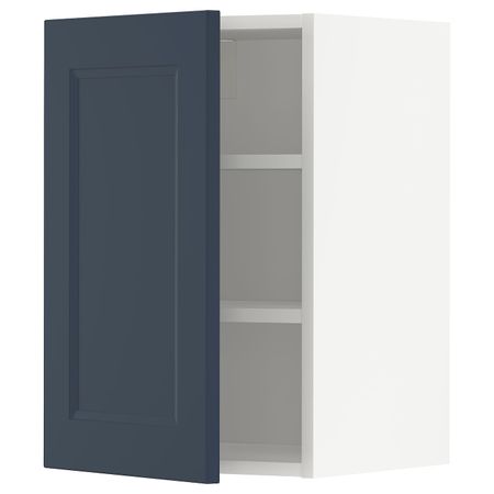 Навесной шкаф с полками, белый Акстад/матовая поверхность синий 40x60 см IKEA METOD МЕТОД 594.019.44