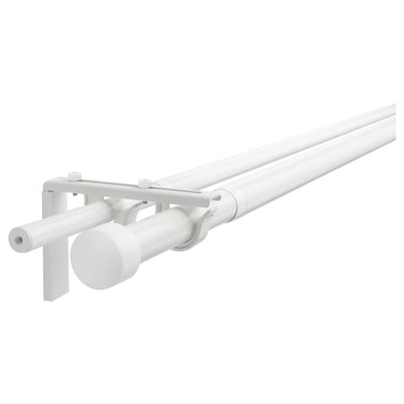Двойной гардинный карниз/комбинация, белый 210-385 см IKEA HUGAD ХУГАД / RÄCKA РЭККА 093.261.98