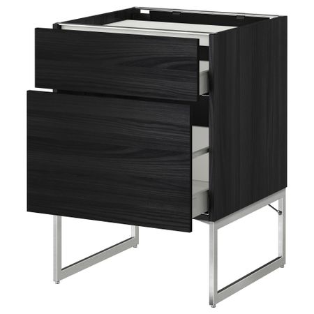 Напольный шкаф, 2 фронтальных панели, 3 ящика МЕТОД / МАКСИМЕРА, черный, Тингсрид черный