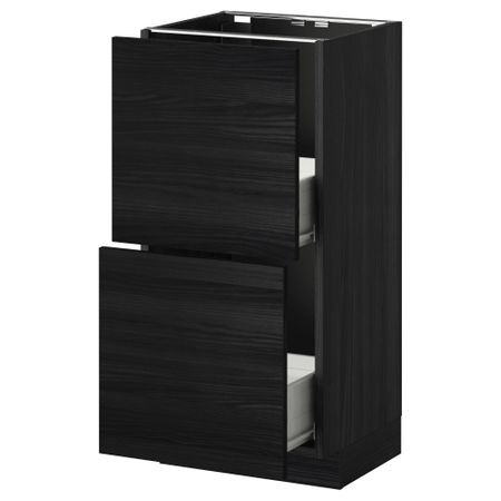 Напольный шкаф с 2 ящиками МЕТОД / ФОРВАРА, черный, Тингсрид черный