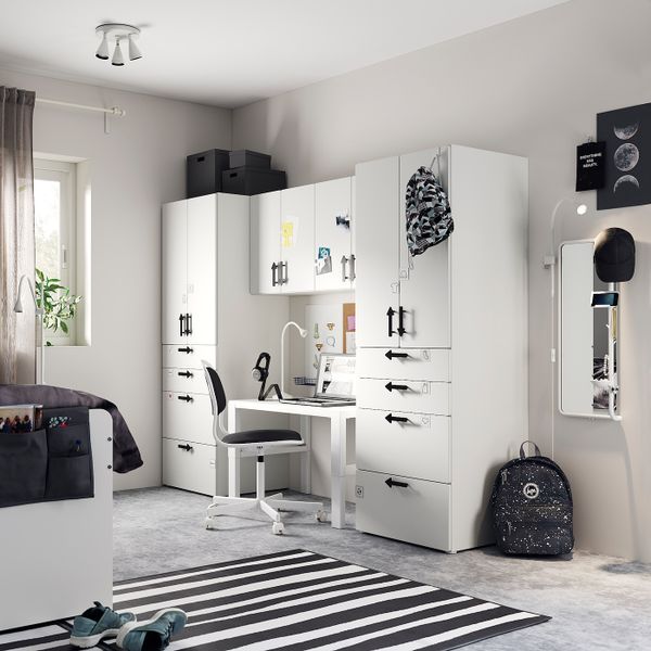 Комбинация для хранения, белый/белый 240x57x181 см IKEA SMÅSTAD СМОСТАД / OPPHUS ОПХУС 694.288.63 - фото 2