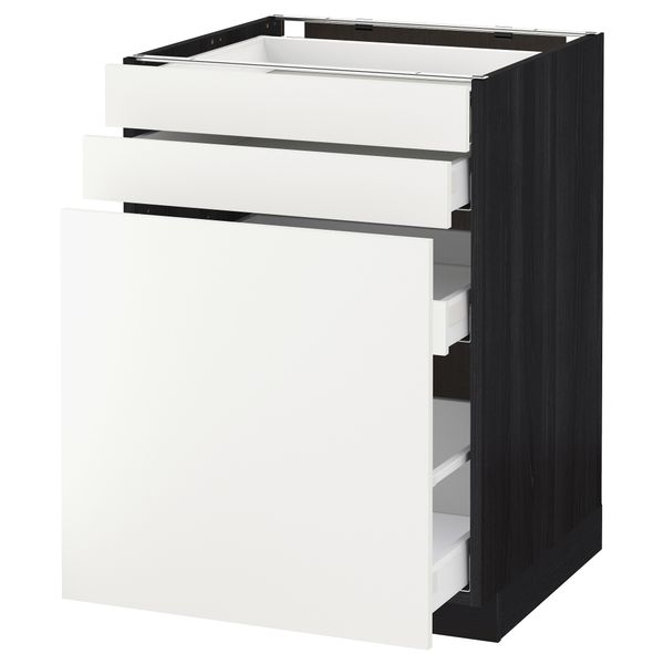 Напольный шкаф с выдвижными модулями, 2 фронтальные панели МЕТОД / МАКСИМЕРА, черный, Хэггеби белый - схема-чертеж с размерами