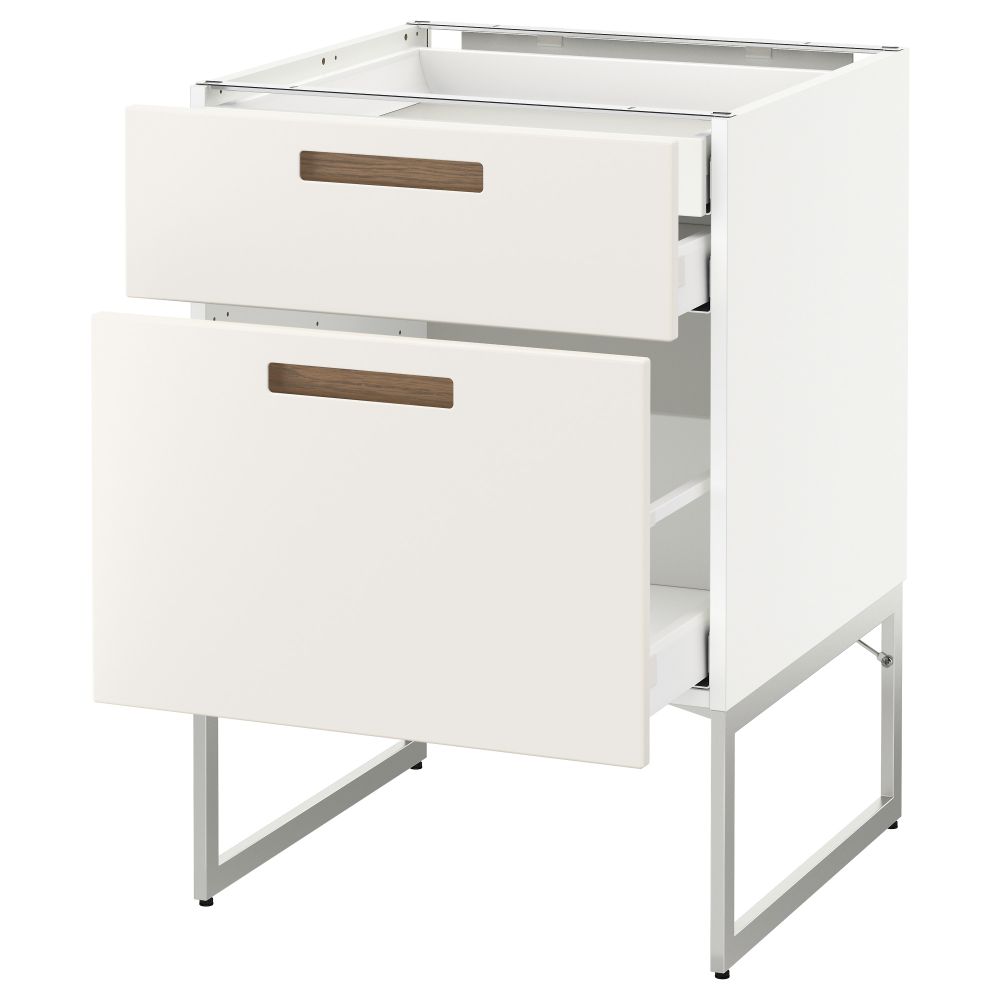 Напольный шкаф 2 фронтальных панели, 2 нижних,1 встроенный ящик МЕТОД / МАКСИМЕРА, белый, Мэрста белый - схема-чертеж с размерами