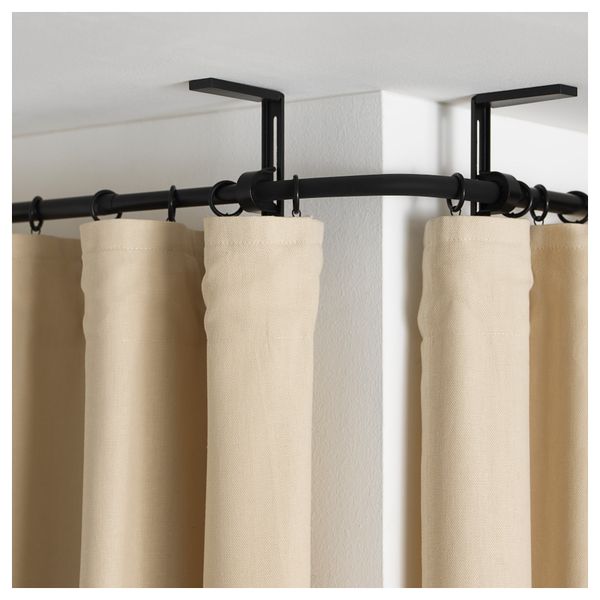 Угловое соединение гардинного карниза РЭККА, черный - схема-чертеж с размерами