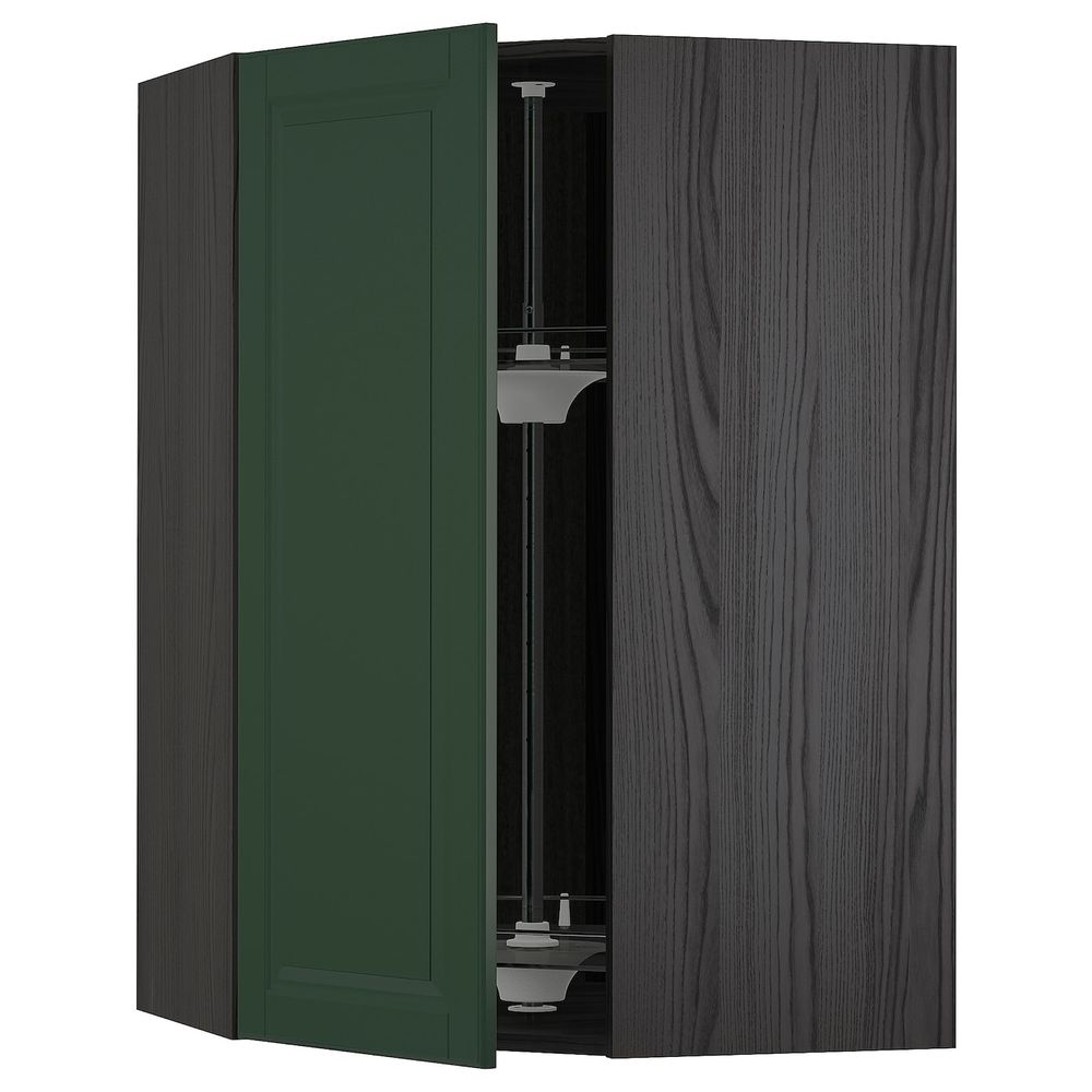 Угловой навесного шкаф с вращающейся секц, черный/Будбин темно-зеленый 68x100 см IKEA МЕТОД 393.134.01 - схема-чертеж с размерами