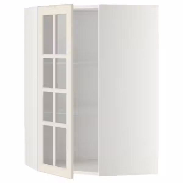 METOD Углов навесн шкаф с полками/сткл дв - фото 1