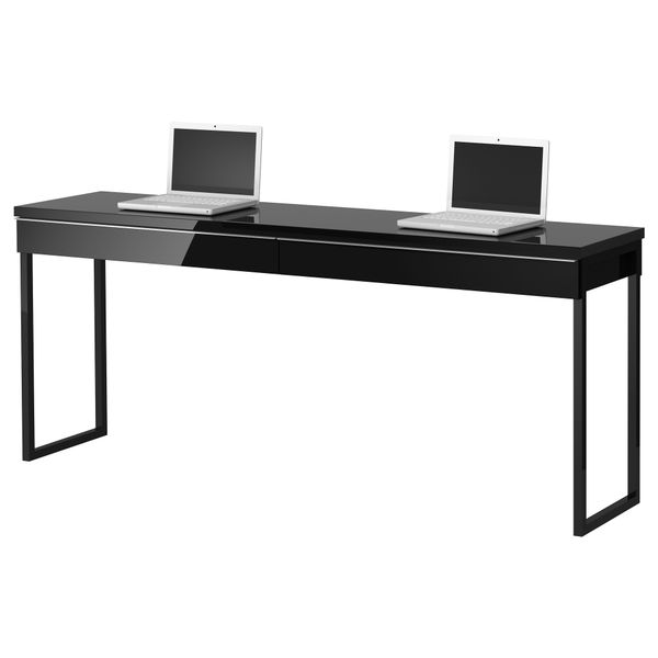 Письменный стол БЕСТО БУРС, глянцевый черный (180x40 см) - схема-чертеж с размерами