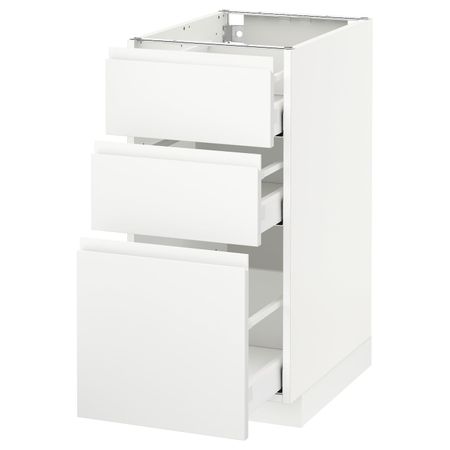 Напольный шкаф с 3 ящиками, белый/Воксторп матовый белый 40x60 см IKEA METOD МЕТОД / MAXIMERA МАКСИМЕРА 592.385.14