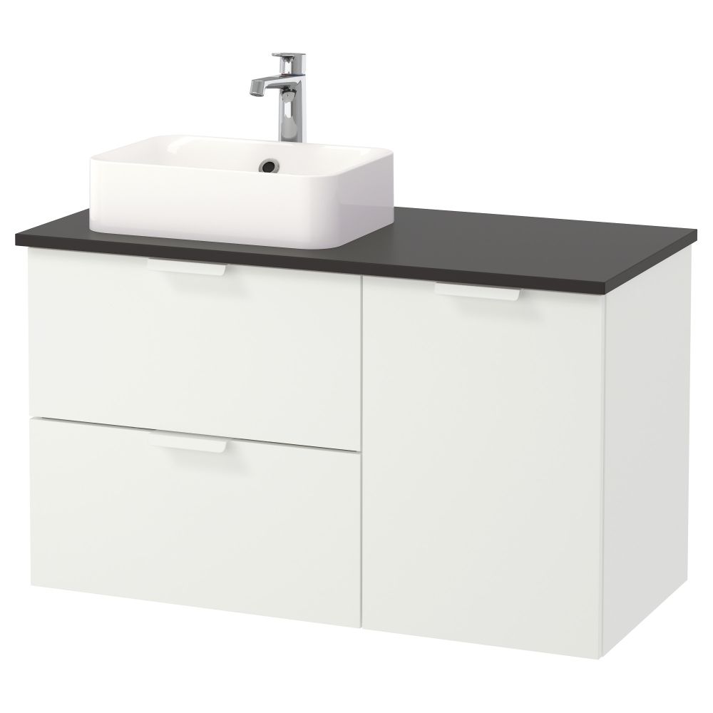 Шкаф с раковиной 45x32 см ГОДМОРГОН/ТОЛКЕН / ХОРВИК, белый, антрацит (102x49x72 см) - фото 1