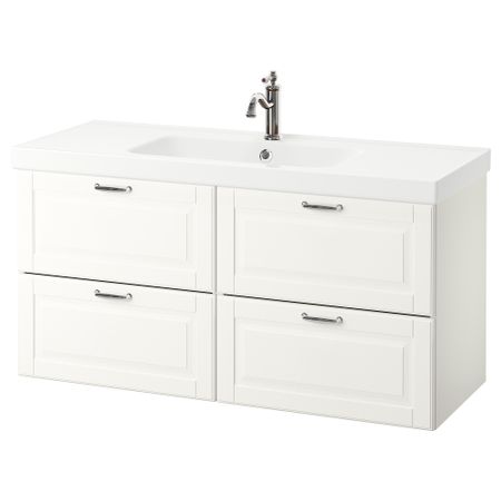 Шкаф для раковины с 4 ящик, 123x49x64 cm IKEA ODENSVIK ОДЕНСВИК, GODMORGON ГОДМОРГОН 092.472.43