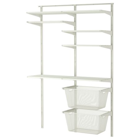 Настенная шина, полки, сушилка АЛЬГОТ, белый (132x40x196 см)