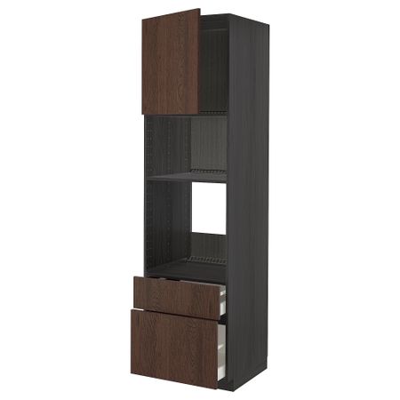 Высокий шкаф для духовки, СВЧ, дверца, 2 ящика, 60x60x220 cm IKEA METOD МЕТОД, MAXIMERA МАКСИМЕРА 594.692.60