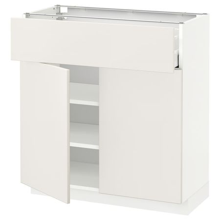 METOD / MAXIMERA Напольный шкаф с ящиком/2дверцами - белый/Veddinge белый 80x37 см