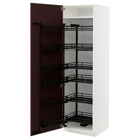 Высокий шкаф с выдвижным модулем, 60x60x200 cm IKEA METOD МЕТОД 794.719.93