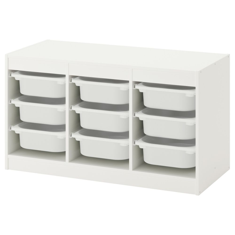 Комбинация для хранения + контейнеры, белый, белый, 99x44x56 см IKEA TROFAST ТРУФАСТ 292.284.70 - фото 1