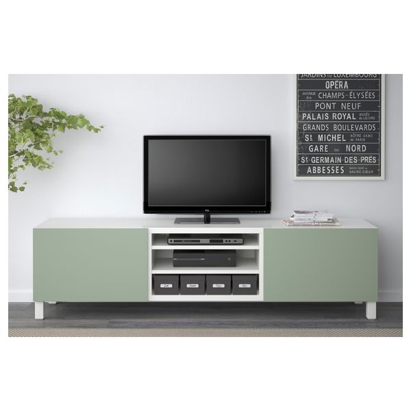 Тумба для ТВ с ящиками БЕСТО, белый, Лаппвикен зеленый (180x40x48 см) - фото 2