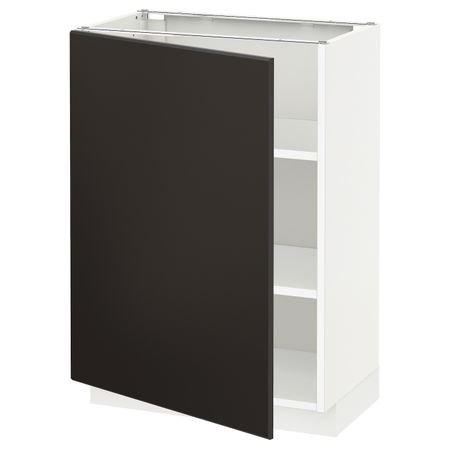 Напольный шкаф с полками, белый/Кунгсбакка антрацит 60x37 см IKEA METOD МЕТОД 494.458.06