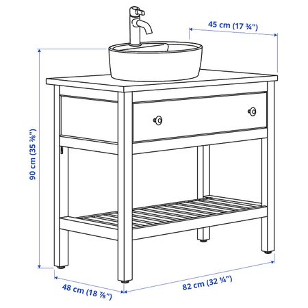 Открытый шкаф для раковины 45, белый/ВОКСНАН смеситель 82x48x90 см IKEA HEMNES ХЕМНЭС / TÖRNVIKEN ТОРНВИКЕН 092.937.82