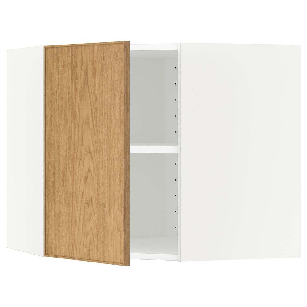 Угловой навесной шкаф с полками, белый/Экестад дуб 68x60 см IKEA METOD МЕТОД 892.258.31 - схема-чертеж с размерами