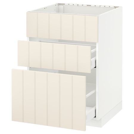 Напольный шкаф под мойку + 3 фронтальных панели/2ящ, белый/Хитарп белый с оттенком 60x60 см IKEA METOD МЕТОД / MAXIMERA