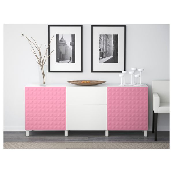 Комбинация для хранения с ящиками БЕСТО, Дьюпвикен розовый, Лаппвикен белый (180x40x74 см) - фото 2