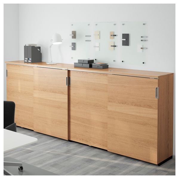 Комбинация для хранения с раздвижной дверцами ГАЛАНТ, дубовый шпон (320x120 см) - фото 2