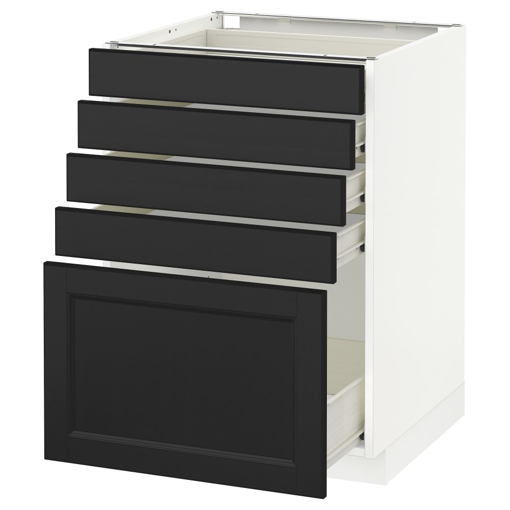 Напольный шкаф с 5 ящиками МЕТОД / ФОРВАРА, белый, Лаксарби черно-коричневый - схема-чертеж с размерами