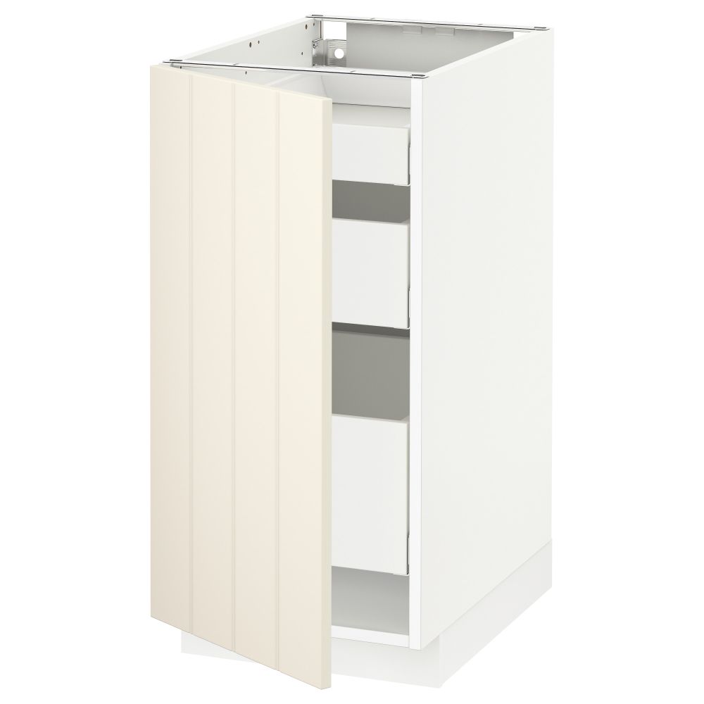 Напольный шкаф с 1 дверцей, 3 ящика МЕТОД / МАКСИМЕРА, белый, Хитарп белый с оттенком - схема-чертеж с размерами