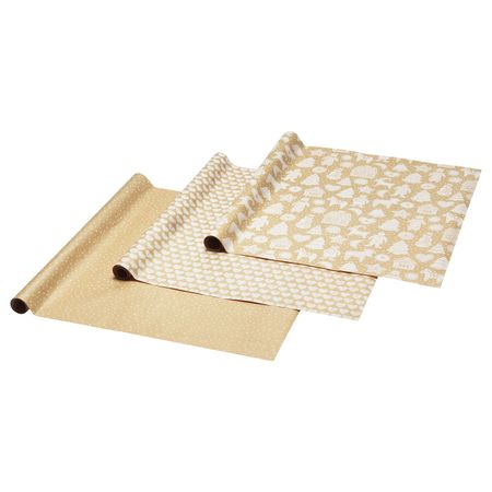 Рулон оберточной бумаги, орнамент «имбирное печенье»/орнамент «точки» коричневый 3x0.7 м/2.10 м²x3 шт IKEA VINTER 2020 ВИНТЕР