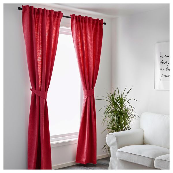 Гардины с прихватом, 1 пара БЛЕКВИВА, красный (145x300 см) - схема-чертеж с размерами