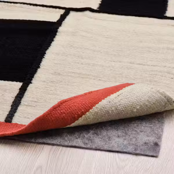 RASTPLATS РАСТПЛАТС Ковер, безворсовый - ручная работа бежевый/чёрный 200x300 см - схема-чертеж с размерами