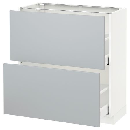 Напольный шкаф с 2 ящиками, 80x37 см, белый, Veddinge серый IKEA METOD МЕТОД, MAXIMERA МАКСИМЕРА 590.514.98