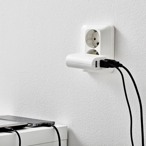 SMÅHAGEL Зарядное устройство/3 USB-порта - белый - схема-чертеж с размерами
