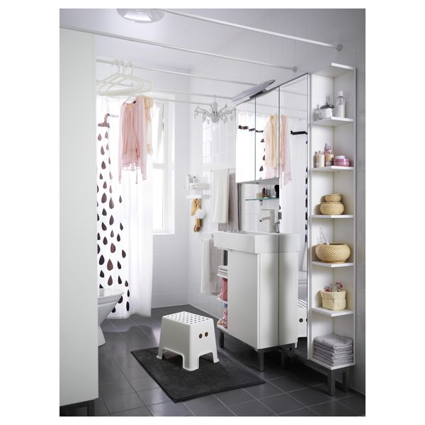 Шкафчик зеркальный с 1 дверцей, 1 торцевой секция ЛИЛЛОНГЕН, белый (50x21x194 см) - схема-чертеж с размерами