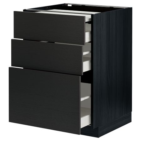 Напольный шкаф с выдвижной панелью, 3 ящиками, 60x60 cm IKEA METOD МЕТОД, MAXIMERA МАКСИМЕРА 494.338.94