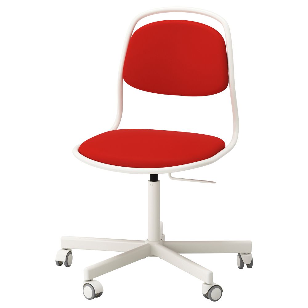Рабочий стул ОРФЬЕЛЛЬ / СПОРРЕН, белый, Висле красно-оранжевый - фото 1