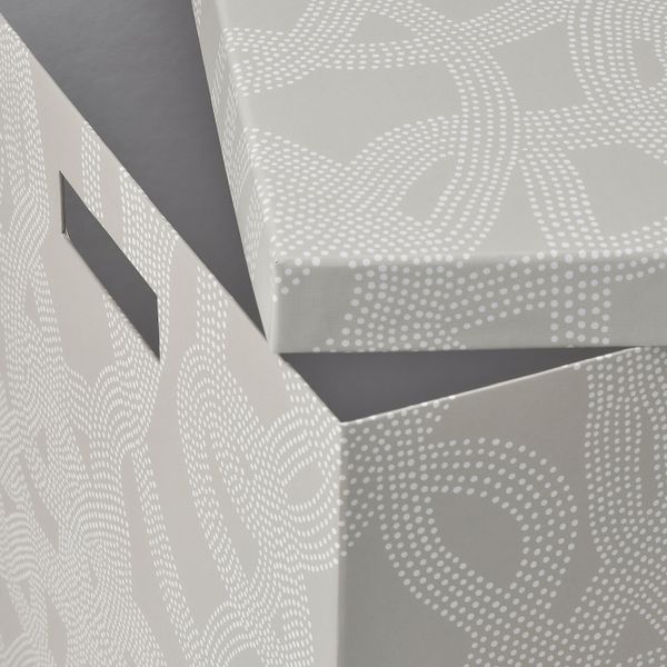 Коробка с крышкой, с рисунком/бежевый 32x35x32 см IKEA TJENA ТЬЕНА 405.117.49 - фото 2