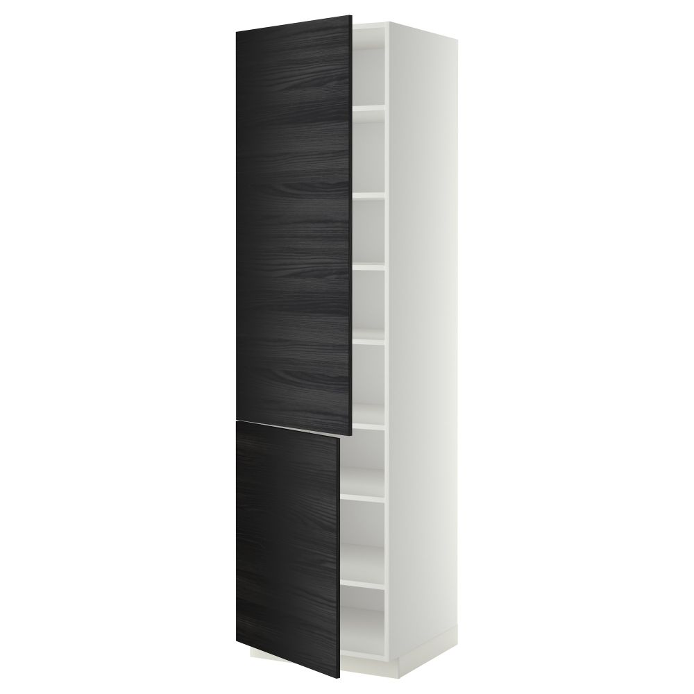 Высокий шкаф с полками, 2 дверцы МЕТОД, белый, Тингсрид черный - схема-чертеж с размерами