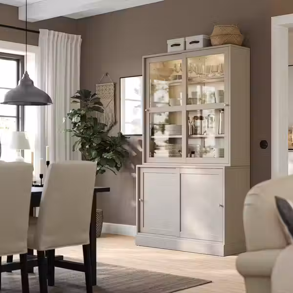 HAVSTA Шкаф-витрина - серо-бежевый 121x35x123 см - фото 2