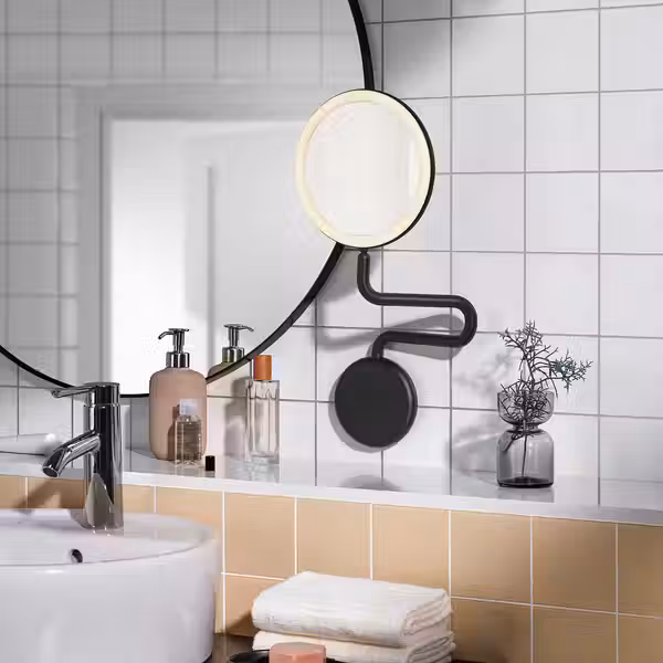 EKFÄNN ЭКФЭНН Зеркало с подсветкой - регулируемая яркость настенный/чёрный - фото 2