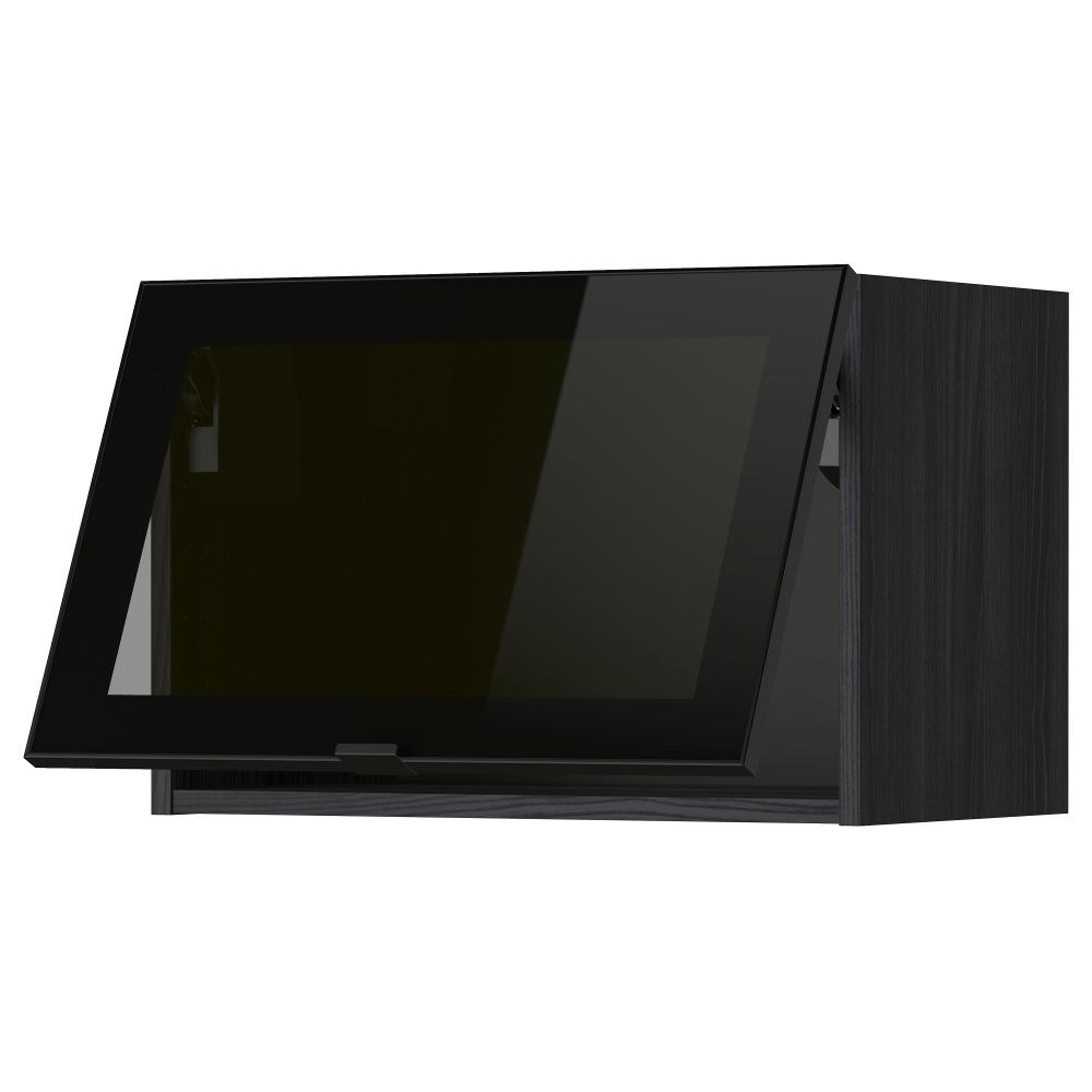 Горизонтальный навесной шкаф со стеклянной дверью МЕТОД, черный, Ютис дымчатое стекло - схема-чертеж с размерами