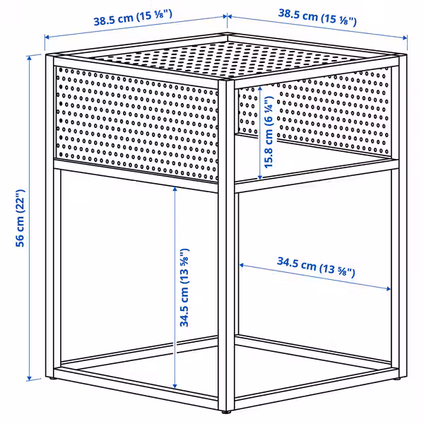 GILLERSBERG Тумба прикроватная - бамбук/белый 39x39x56 см - схема-чертеж с размерами