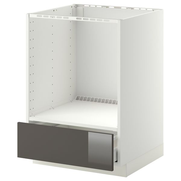 Напольный шкаф для духовки, с ящиком МЕТОД / МАКСИМЕРА, белый, Рингульт серый (60x60 см) - схема-чертеж с размерами