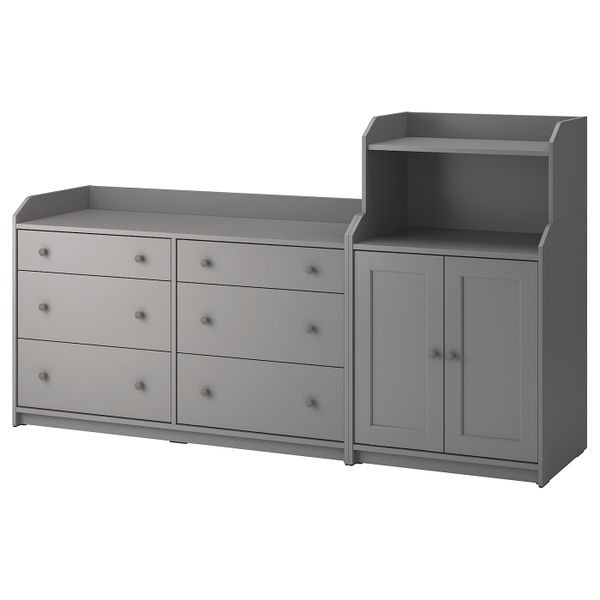Комбинация для хранения, серый 208x116 см IKEA HAUGA ХАУГА 093.882.28 - фото 1