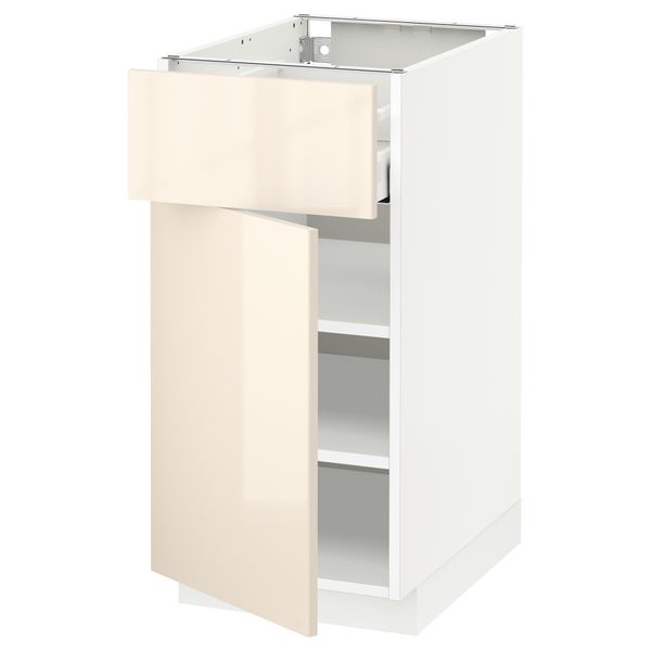 Напольный шкаф с ящиком, дверью МЕТОД / МАКСИМЕРА, белый, Рингульт кремовый - схема-чертеж с размерами